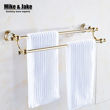 Toallero dorado de 50cm de longitud, repisa doble para Toalla de cristal, soporte para toalla, acabado dorado, productos de baño, accesorios para Baño 2024 - compra barato