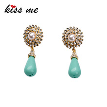 KISS ME 2017 Trendy Statement Jewelry Gorgeous Resin Stone Dangle Drop Earrings for Women Factory  Wholesale 2024 - buy cheap