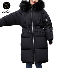 Jaqueta com pele real manteau femme, inverno feminino moda coreana 2021, túnica, casaco comprido com capuz, quente 2024 - compre barato