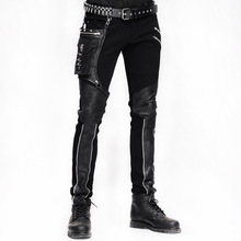 Steampunk Winter Men Long Jean Pants Gothic High Waist Mens Pants Trousers Black Brown Tights Slimming Streetwear For Male 2024 - buy cheap