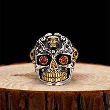 Sterling Silver Sugar Skull Rings For Men 26g Solid Handcrafted Silver 925 Chunky Mens Ring Gothic Thick Band Male Jewelry Gifts 2024 - buy cheap