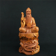 Ornamentos de escultura em madeira taoismo 25cm, artesanato de escritório do feng shui 2024 - compre barato