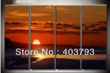 4PC sunrise over the sea wall decorative modern art oil painting   no stretched free shipping 2024 - buy cheap