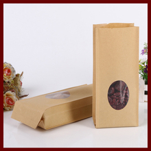 10*28+6 100pcs brown self Opening kraft paper bags with window for gifts sweets and candy food tea jewelry retail package paper 2024 - buy cheap