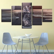 Canvas Wall Art Pictures Home Decor For Living Room Framework 5 Pieces Cats Tigers Paintings Modular HD Prints Animals Posters 2024 - buy cheap