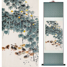 Decoración de la oficina en casa, pintura de pájaros, pintura de pato lavado chino 2024 - compra barato