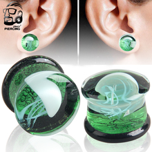 Hot Sale Glass Double Flared white Jellyfish Ear Gauge Plugs Expander 8mm-16mm Translucent Bright Ocean Body Jewelry Piercing 2024 - buy cheap