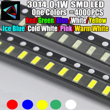 Novo kit de led 4000, 3014 w, 0.1*3.0mm, 1.4-2.0 v, vermelho/verde/azul/branco/amarelo, gelo, azul, rosa, branco quente e frio, 3.2 peças 2024 - compre barato