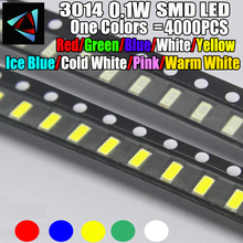 4000pcs New 3014 0.1W 3.0 * 1.4 MM 2.0-3.2V Red/Green/Blue/White/Yellow Ice Blue Pink Warm White COLD SMD LED kit 2024 - buy cheap