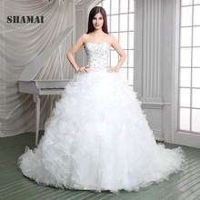 SHAMAI SHAMAI Ball Gown Wedding Dresses 2019 New Bride Dress Ruffles Embroidery Robe De Mariage Real Photo Vestidos De Noiva 2024 - buy cheap
