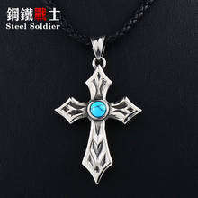 Steel soldier stainless steel cross pendant natural stone pendant necklace Choker men's jewelry chains 2024 - buy cheap