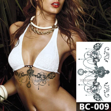 1 Sheet Chest Body Tattoo Temporary Waterproof Jewelry Clock Lace Key Lock Rose  Pattern Decal Waist Art Tattoo Sticker 2024 - buy cheap