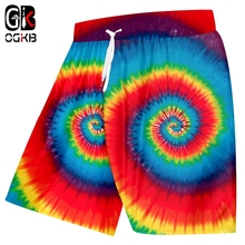 OGKB Shorts informales para hombre cintura elástica 3D pantalones cortos de playa impresión Arco Iris Casual de Habiliment de verano Pantalones cortos de chándal 2024 - compra barato