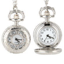 Vintage Women Quartz Pocket Watch Alloy Flowers Silver Color Hollow Out Lady Girl Sweater Chain Necklace Pendant Clock Gifts 2024 - buy cheap