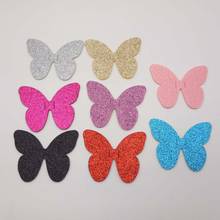 Multicolors glitter Butterfly shape patches 6X7.5CM 30pcs/lot padded felt appliques hair/hat decorative ornament 2024 - buy cheap