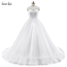 Lover Kiss vestidos de novia Vintages Illusion Sheer Tulle Lace Brides Ball Gowns Wedding Dresses Corset robe mariee princesse 2024 - buy cheap