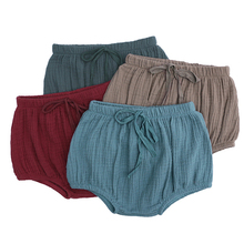 Pantalones cortos para bebé recién nacido, bombachos de algodón y lino, sólidos, de verano 2024 - compra barato