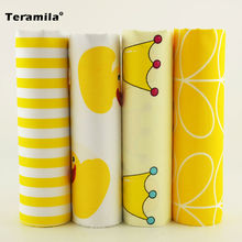 Tela de algodón de sarga de 4 diseños, paquete de cuartos anchos de 40CM x 50CM, Color amarillo y blanco 2024 - compra barato