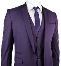 Custom Purple Men Wedding Groom Tuxedo Groomsmen Best Man Suit One Button Tuxedo  C129 2024 - buy cheap