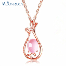 MOONROCY Free Shipping Jewelry Rose Gold Color Bottle Ross Quartz CZ Crystal Pink Opal Necklace for Women Girls Gift Choker 2024 - buy cheap