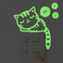 Decoración del hogar DIY PVC dibujos animados gato habitación de los niños papel pintado noche Luz Decoración fluorescente pegatinas para pared lisa 2024 - compra barato