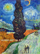 Professional Artist Hand-Painted High Quality Road With Cypresses Oil Painting Reproduction Vangogh Oil Painting For Wall Decor 2024 - buy cheap