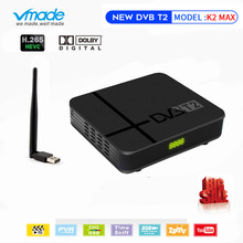Vmade Newest Built-in RJ45 LAN DVB-T2 K2 MAX Terrestrial TV Tuner H.265 HD 1080p Support YouTube PVR DVB T2 TV Receiver+USB WIFI 2024 - buy cheap