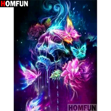 Homfun quadrado completo/broca redonda 5d diy pintura diamante "flor crânio" 3d diamante bordado ponto cruz decoração de casa a19303 2024 - compre barato