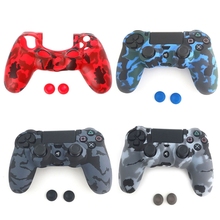 3-In-1 Anti-Slip Soft Camouflage Silicone Cover Skin Case + 2 Thumbsticks Caps For Sony PS4 Pro Slim Controller 2024 - buy cheap