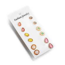 Bohemia Flower Stone Stud Earrings Set For Women Fashion Round Earring Statement Ethnic Party Jewelry Wedding Bride Gifts 2024 - buy cheap
