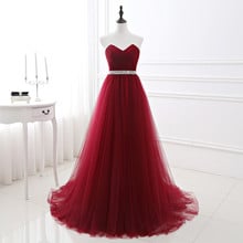 Beauty Emily Wine Red Long Evening Dresses 2019 Sweetheart Sleeveless Lace Up Floor-Length Beading Form Party Prom Dresses 2024 - buy cheap