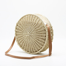 Bolso de paja bohemio de ratán para mujer, bolsa de playa de tejido circular, bandolera de punto redondo hecha a mano, novedad 2024 - compra barato