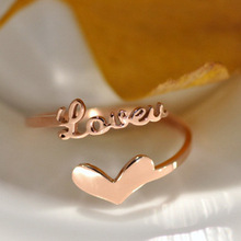 Женское Открытое кольцо Martick, в европейском стиле, в форме сердца, с надписью «Love», ювелирное изделие на палец, R51 2024 - купить недорого