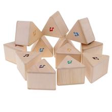 12pcs Triangle Wooden Blocks Rattle Montessori Educational Materials for Baby Children Kids Sound Memory Color Development Toy 2024 - buy cheap