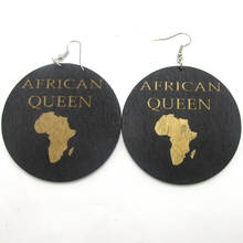 Free Shipping! Newest African Queen Wood Earrings 2024 - buy cheap