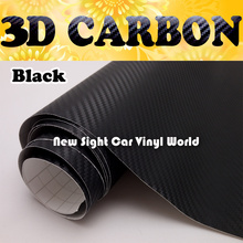 Negro 3D fibra de carbono coche película de vinilo negro fibra de carbono coche envoltura pegatina aire burbuja tamaño libre: 1,52*30 m/rollo 2024 - compra barato