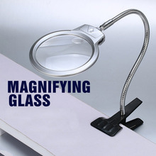 Clip On Desktop Illuminated Magnifier Magnifying Glass Reading Loupe Metal Hose LED Lighted Lamp Top Desk Magnifier With Clamp 2024 - buy cheap