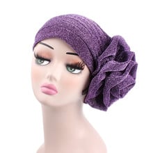 Moda hijabs feminino turbante tampões de pano elástico headwrap grande flor chapéu cachecol muçulmano boné senhoras acessórios headbands 2024 - compre barato