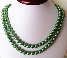 8mm Green Ocean Shell Pearl Necklace Pearl Jewelry Making Rope Chain Necklace Pearl Beads Natural Stone 36inch (Minimum Order1) 2024 - buy cheap