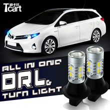 Tcart 2PCS Auto Led Bulbs DRL Daytime Running Light Front Turn Signals White+Amber Lamp PY21W BAU15S For Renault Kangoo Megane 2 2024 - buy cheap