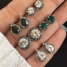 Yobest-pendientes de cristal bohemios para mujer, joyería de bouclé, conjunto de pendientes de botón, gotas verdes, 5 pares 2024 - compra barato