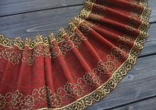 Эластичная кружевная ткань для шитья, 2 метра, 18,5 см, Цветочная отделка из красного золота, сделай сам, платье, занавеска, украшение 2024 - купить недорого