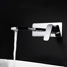 Chrome Wall Mounted Basin Faucet Single Handle Bathroom Mixer Tap Hot Cold Sink Faucet Square Spout basin faucet 2024 - buy cheap
