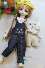 Doll clothes suitable for 27cm-30cm 1/6 BJD doll fashion shirt + denim overalls 2024 - buy cheap