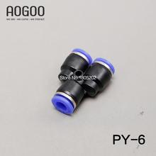 10pcs/lot 1 Touch Plastic Hose 3 Way Y Type Pneumatic Air Fitting 6mm Quick Tube connector Pipe Three Joint PY-6 2024 - buy cheap