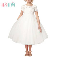 iiniim Flower Girls Dress White Ivory Real Vestidos Party Princess Dress Little Kids Children's Hollow Heart Dress for Wedding 2024 - buy cheap