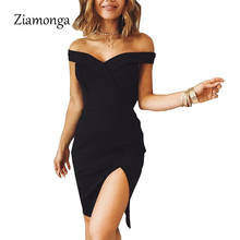 Ziamonga Women Autumn Dress 2017 Winter Black Red Off Shoulder Backless Tunic Party Dress Sexy Robe Femme Bodycon Bandage Dress 2024 - buy cheap