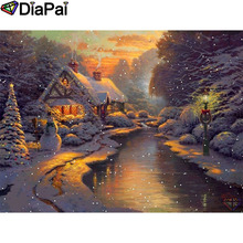 Pintura de diamante DIAPAI 5D DIY 100% cuadrado completo/taladro redondo "Snow house view" bordado de diamantes punto de cruz 3D decoración A25286 2024 - compra barato