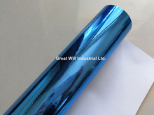 Light Blue Stretchable Chrome Mirror Vinyl Wrap With Air Release Blue Flexible Chrome Gloss Foil Size 1.52*20M/Roll 2024 - buy cheap