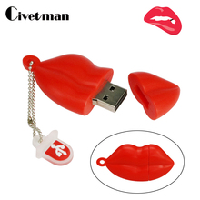Sexy Red Lips Pendrive Cartoon USB Flash Drive Memory Stick Real Capacity Pen Drive 8GB 16GB 32GB 64GB 128GB 256GB Cute Cle USB 2024 - buy cheap